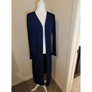 Brigitte Brianna Open Front Duster Black Size L EUC